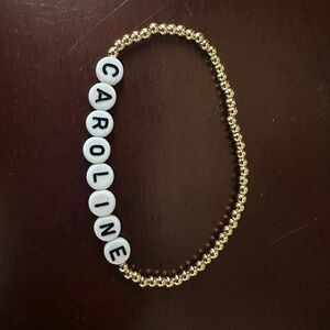 Gold Beaded Bracelet with Name Beads - Caroline